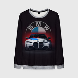 Свитшот мужской BMW на красном фоне, цвет: 3D-меланж