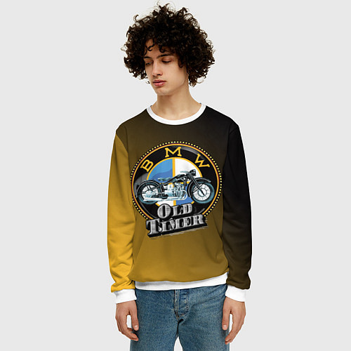 Мужской свитшот Ретро мотоцикл BMW / 3D-Белый – фото 3