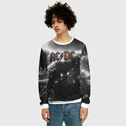 Свитшот мужской ACDC металлический лого черно-белая текстура, цвет: 3D-белый — фото 2