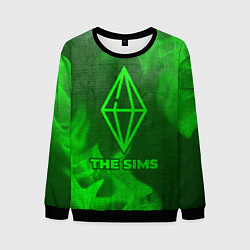 Свитшот мужской The Sims - green gradient, цвет: 3D-черный