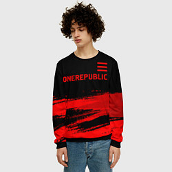 Свитшот мужской OneRepublic - red gradient посередине, цвет: 3D-черный — фото 2