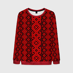 Свитшот мужской Славянская обережная вышивка, цвет: 3D-красный