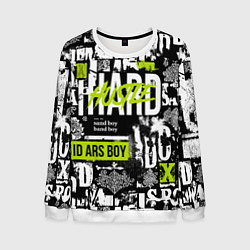 Свитшот мужской Паттерн с надписями хасл, цвет: 3D-белый
