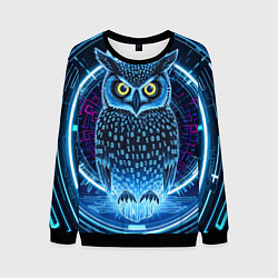 Свитшот мужской Виртуальный филин, цвет: 3D-черный