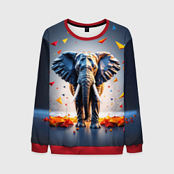 Свитшот мужской Геометрический слон и цветные полигоны, цвет: 3D-красный