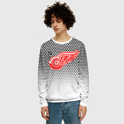 Свитшот мужской Детройт Ред Уингз - геометрический градиент, цвет: 3D-белый — фото 2