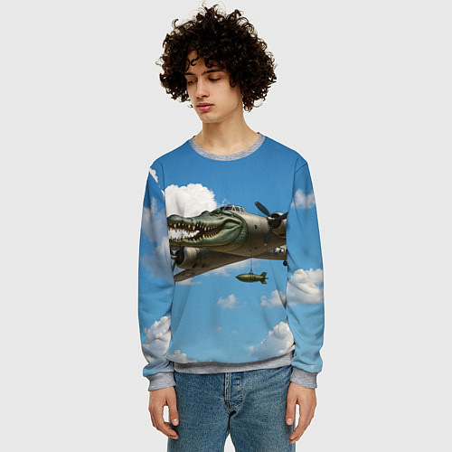 Мужской свитшот Бомбардиро крокодило / 3D-Меланж – фото 3