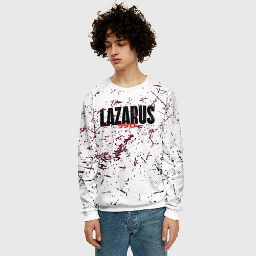 Мужской свитшот Лазарь аниме надпись гранж / 3D-Белый – фото 3
