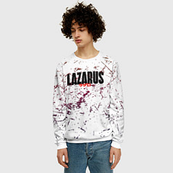 Свитшот мужской Лазарь аниме надпись гранж, цвет: 3D-белый — фото 2