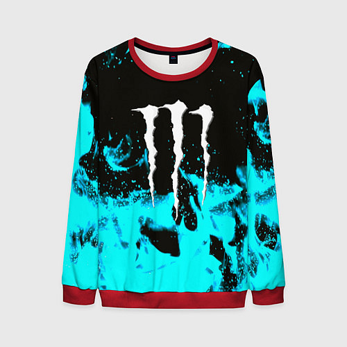 Мужской свитшот Monster energy голубой огонь / 3D-Красный – фото 1