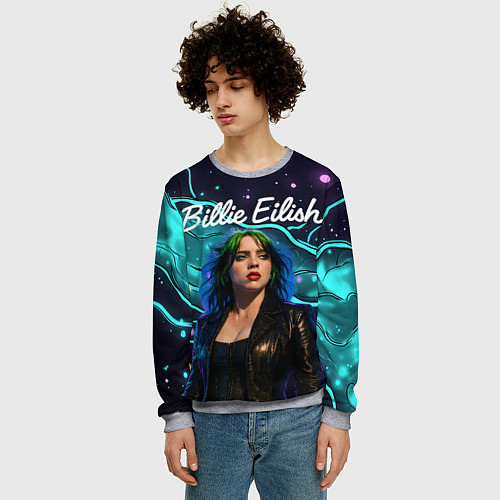 Мужской свитшот Певица Билли Айлиш / 3D-Меланж – фото 3