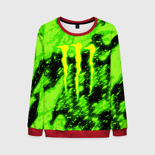 Мужской свитшот Monster energy кислотное лого / 3D-Красный – фото 1