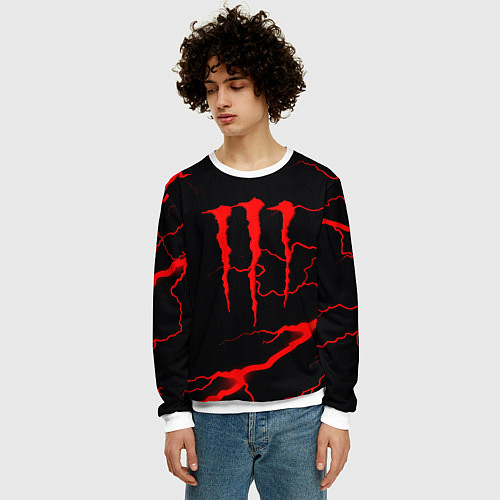 Мужской свитшот Monster energy storm red / 3D-Белый – фото 3