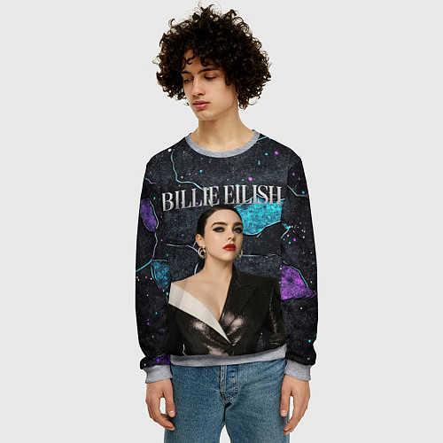 Мужской свитшот Билли Айлиш в деловом костюме / 3D-Меланж – фото 3