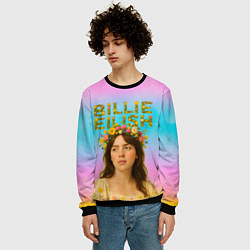 Свитшот мужской Билли Айлиш с цветочным венком на голове, цвет: 3D-черный — фото 2