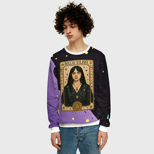 Мужской свитшот Билли Айлиш в стиле Таро / 3D-Белый – фото 3