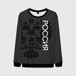 Свитшот мужской Россия тёмный серый с гербом, цвет: 3D-черный