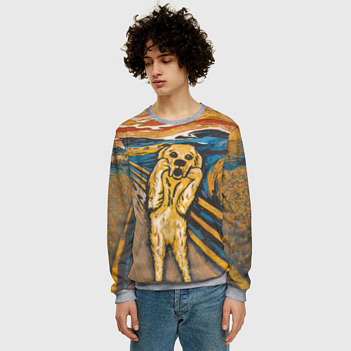 Мужской свитшот Крик - Пёс / 3D-Меланж – фото 3
