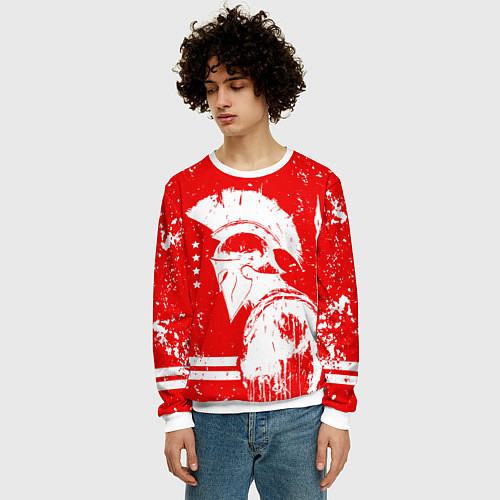 Мужской свитшот Спартак - воин спарты / 3D-Белый – фото 3