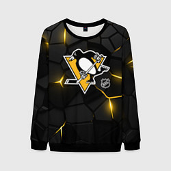 Свитшот мужской Питтсбург Пингвинз - плиты с подсветкой, цвет: 3D-черный