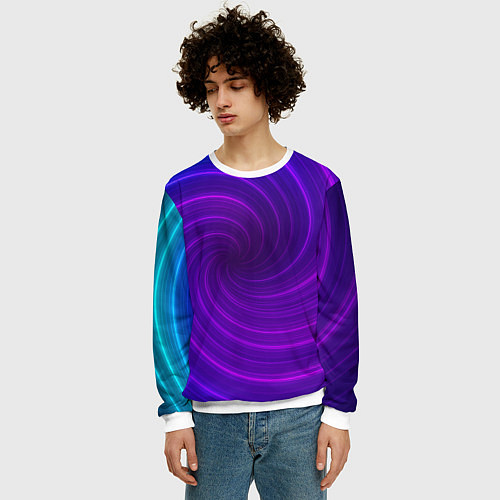 Мужской свитшот Фиолетовая спираль / 3D-Белый – фото 3