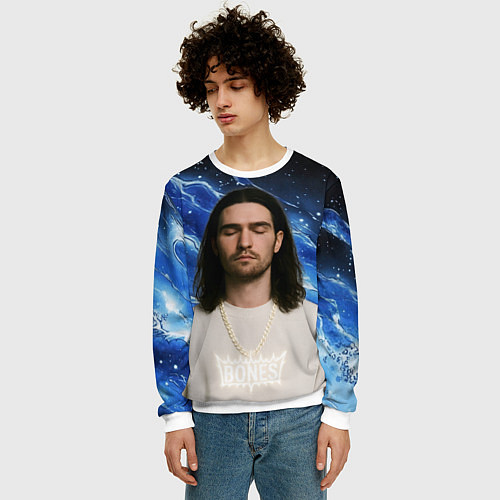 Мужской свитшот Bones глаза закрыты / 3D-Белый – фото 3