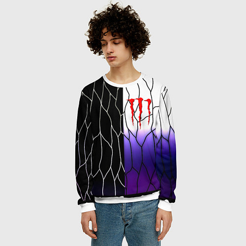 Мужской свитшот Monster energy steel / 3D-Белый – фото 3