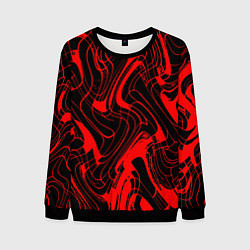 Свитшот мужской Чёрный с красным искажённая абстракция, цвет: 3D-черный