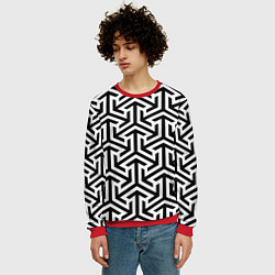 Свитшот мужской Кубическая абстракция, цвет: 3D-красный — фото 2