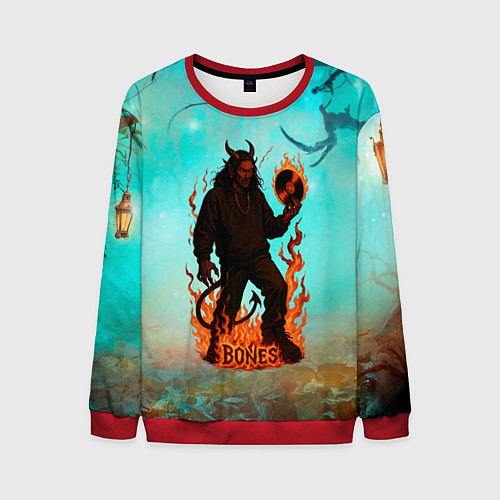 Мужской свитшот Bones в стиле демона / 3D-Красный – фото 1