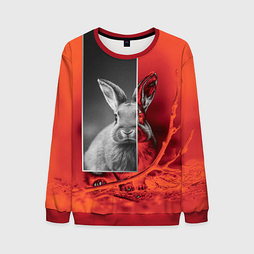 Мужской свитшот Хмурый кролик / 3D-Красный – фото 1