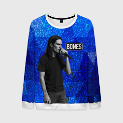 Свитшот мужской Bones стоит с микрофоном, цвет: 3D-белый