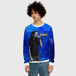 Свитшот мужской Bones стоит с микрофоном, цвет: 3D-белый — фото 2