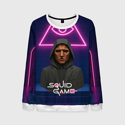 Свитшот мужской Игра в кальмара - ведущий в маске, цвет: 3D-белый