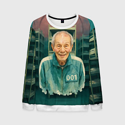 Свитшот мужской Игра в кальмара игрок 001, цвет: 3D-белый