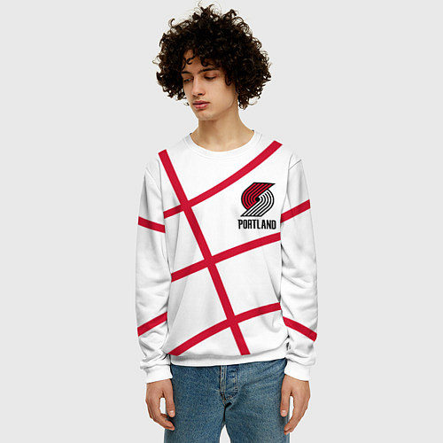 Мужской свитшот Трэйл Блэйзерс - белый мяч / 3D-Белый – фото 3