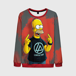 Свитшот мужской Гомер в футболке Linkin Park, цвет: 3D-красный