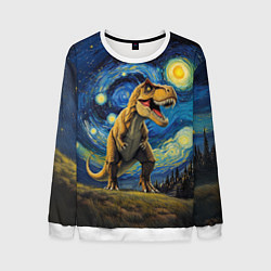 Свитшот мужской Звездная ночь - Тираннозавр, цвет: 3D-белый