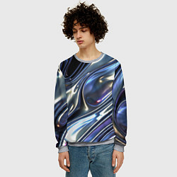 Свитшот мужской Серебро жидкий металл, цвет: 3D-меланж — фото 2