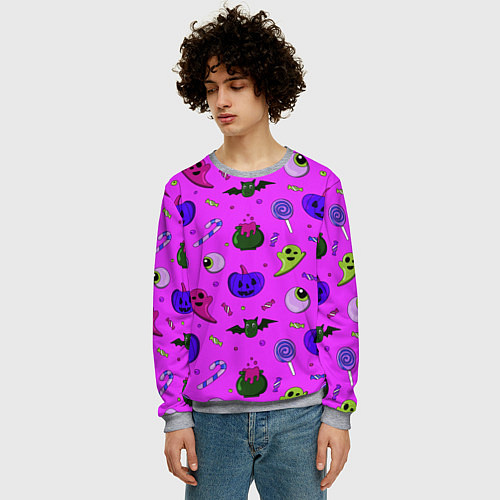 Мужской свитшот Halloween pink / 3D-Меланж – фото 3