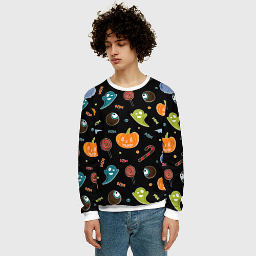Мужской свитшот Halloween black / 3D-Белый – фото 3