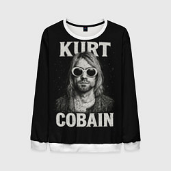 Свитшот мужской Курт Кобейн - гранж-арт, цвет: 3D-белый