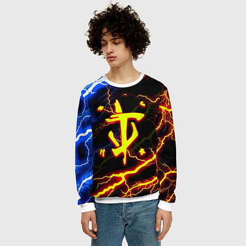 Мужской свитшот Doom молнии шторм / 3D-Белый – фото 3