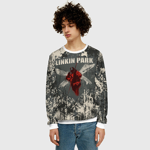 Мужской свитшот Linkin Park - Hybrid Theory / 3D-Белый – фото 3