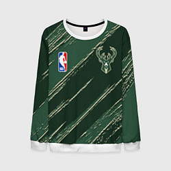 Свитшот мужской Милуоки Бакс - линии с потертостями, цвет: 3D-белый