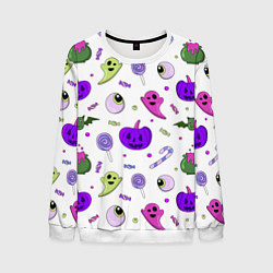 Свитшот мужской Halloween purple pumpkin pattern, цвет: 3D-белый