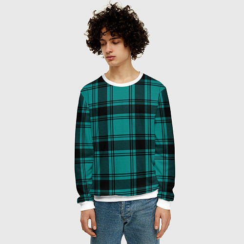Мужской свитшот Checkered dark blue / 3D-Белый – фото 3