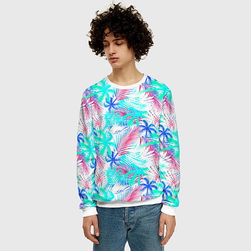 Мужской свитшот Palm blue light blue / 3D-Белый – фото 3