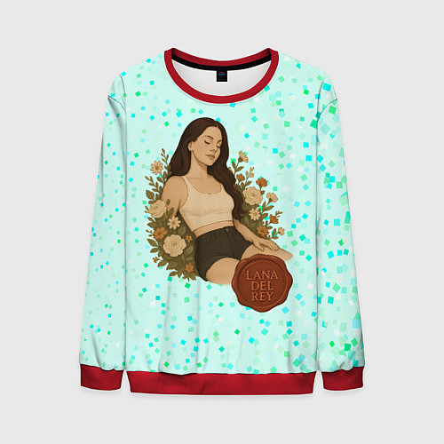 Мужской свитшот Lana Del Rey сидит в цветах / 3D-Красный – фото 1