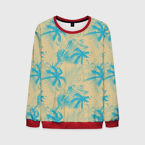 Мужской свитшот Palm light blue beige / 3D-Красный – фото 1